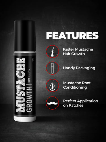 Beardo Beard & Mustache Growth Combo | Mustache Growth Roll On 8ml & Beard n Hair Growth Oil 50ml (Set of 2)
